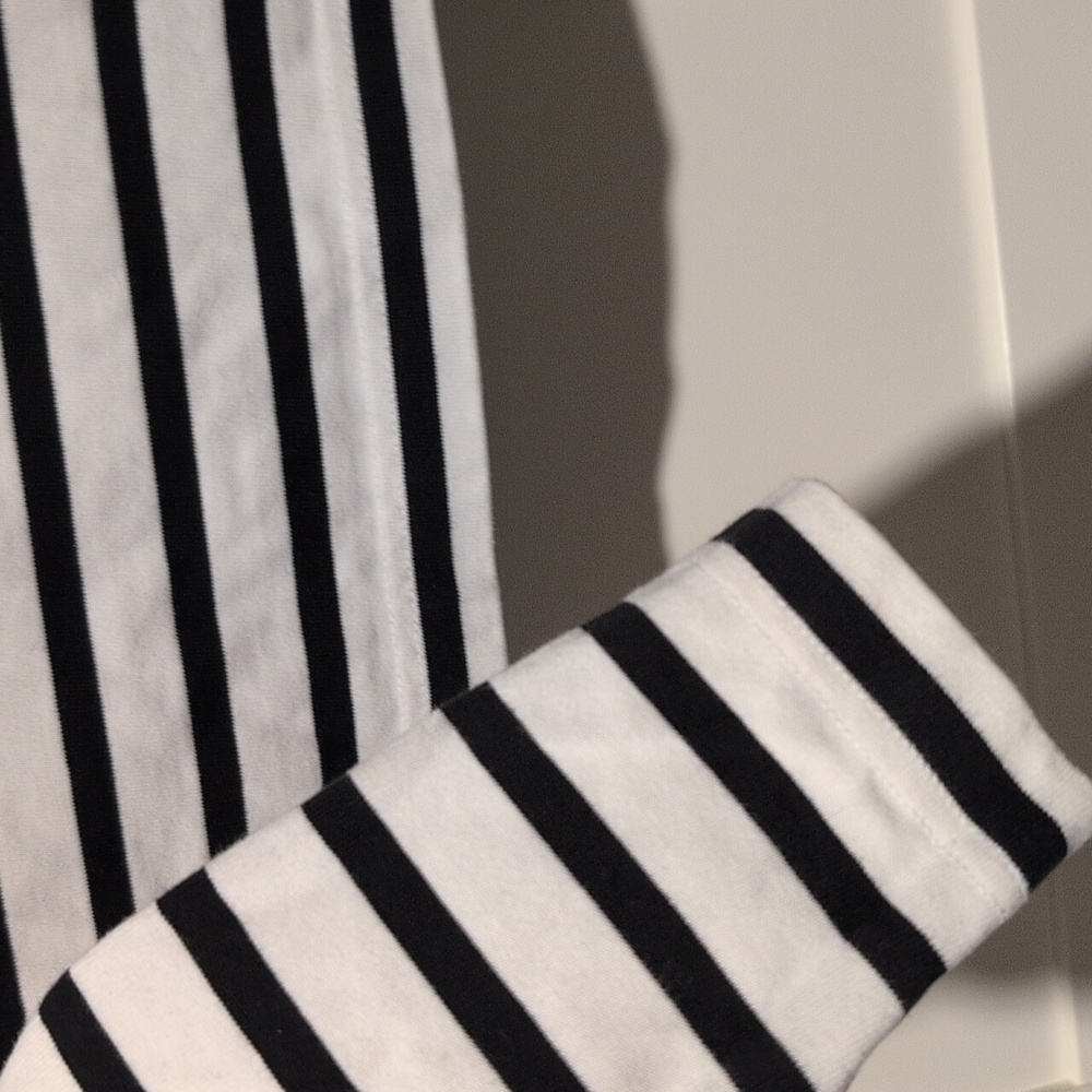 COS White & Black Stripe Long Sleeve Tee with Yellow Neck - Picture 7 of 7